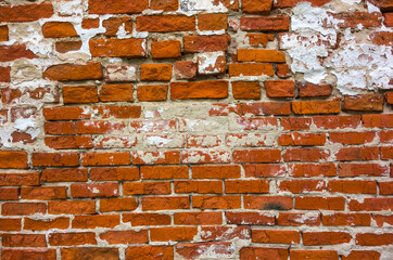 stone wall, red brick and white plaster