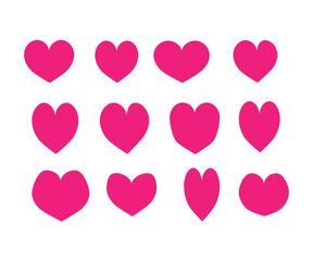 Set of pink heart logo, Heart love symbols isolated editable vector, Pink heart logo set, a pink heart logo collection