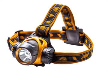 Camping headlamp isolated on white background, PNG