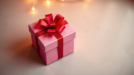 Fototapeta premium Present with Red Ribbon and Soft Lighting for Holiday Gift Giving