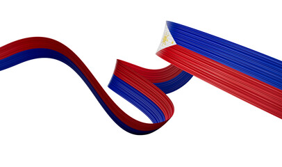 3d Flag Of Philippines 3d Wavy Shiny Philippines Ribbon Isolated On White Background 3d illustration