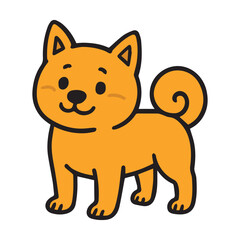 A colorful vector illustration of a dog with clean black outlines, standing on a plain white background, ideal for modern graphic designs.

