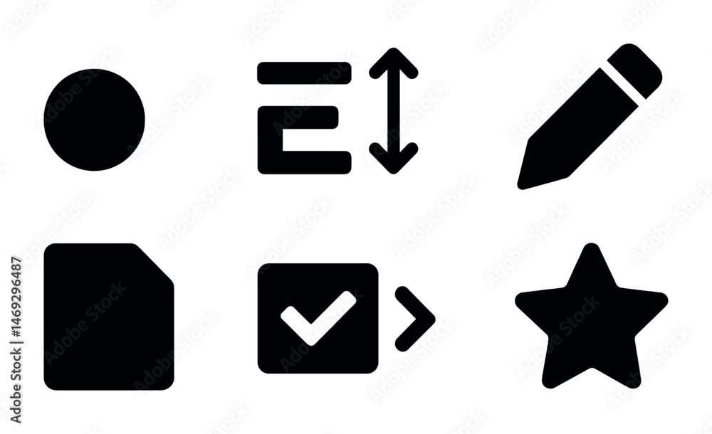 Poster basic icons set for interface design and user experience projects