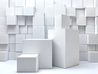 Abstract geometric white cube display