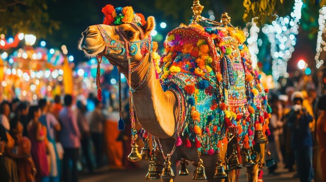 Ornate Camel in Festive Parade