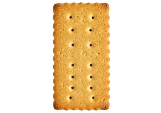 Crisp Rectangular Cracker Isolated on White Background, Detail of a Savory Biscuit