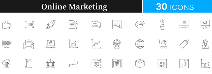 Online Marketing, merket, online merket icon pack | Detailed Outline | Editable Stoke 30 icon | Victor illustrator.