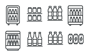 Beverage and drinks outline icons set – linear, line, refreshment and drink symbols