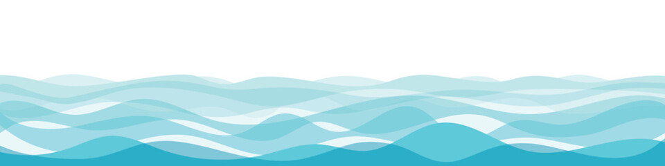 Vector drawing sea waves, isolated on white background