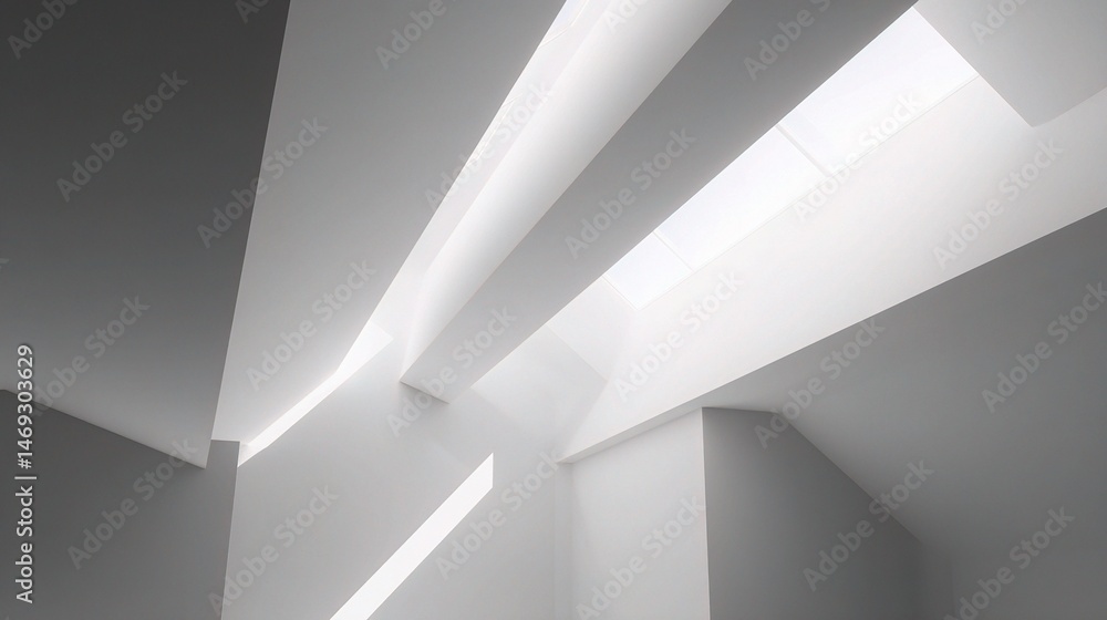 Aufkleber minimalist interior design with skylight and angular features
