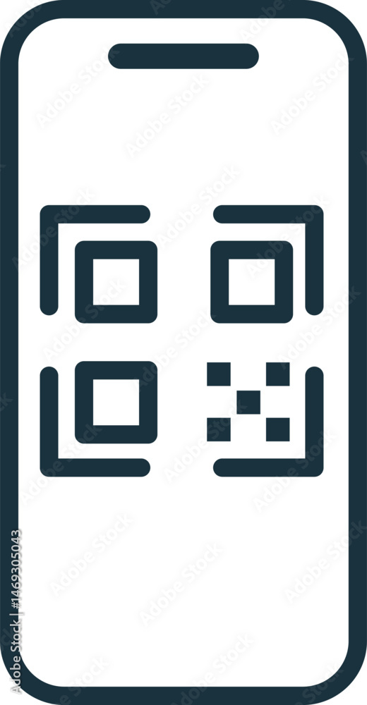 Poster smartphone scanning qr code icon for mobile payment and data transfer