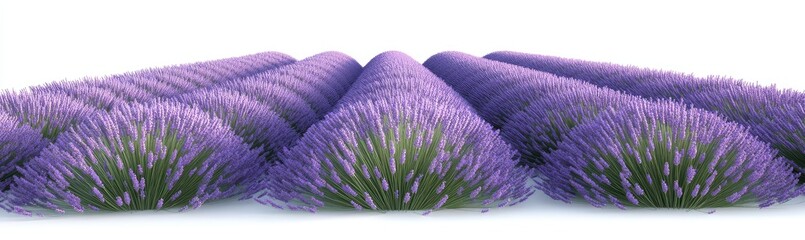 Rows of purple lavender flowers against a white background