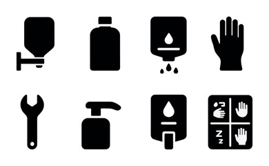 Healthcare and hygiene solid icons set – filled, medical, sanitation symbols