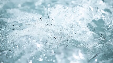 Closeup Water Splash Ripples Light Blue Tones