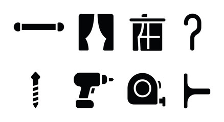 Fototapeta premium Home improvement solid icons set – flat, tools, construction and renovation symbols