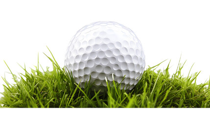 A Close-Up View of a White Golf Ball Resting on Lush Green Grass with Shine and Texture Under Natural Light