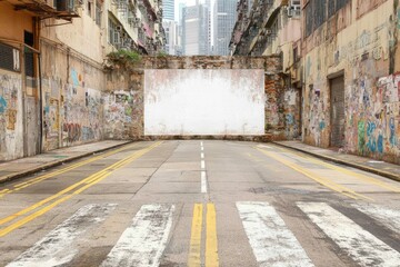 Urban alleyway with blank billboard (1)