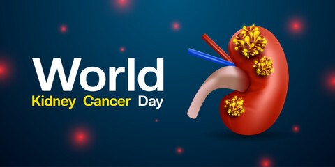 World Kidney Cancer Day. Kidney, cancer and light. Great for posters, banners, social media and more. Blue background.