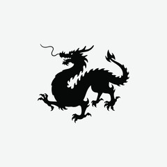 Discover captivating dragon silhouette designs with a crisp white background. Perfect for graphic projects, prints, and digital use.