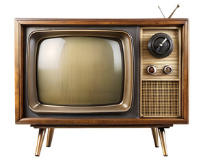 retro tv set isolated on white background. Transparent PNG file type available .