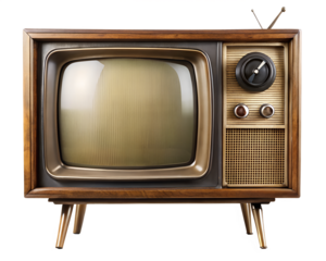 retro tv set isolated on white background. Transparent PNG file type available .