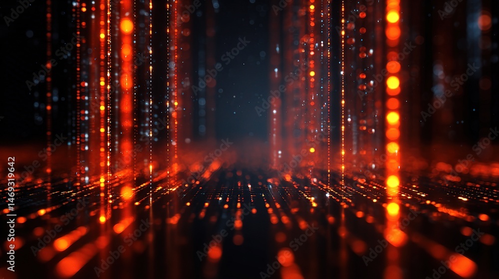 Aufkleber abstract neon digital interface with glowing lines and particles