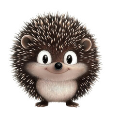 cute cartoon hedgehog on transparent background