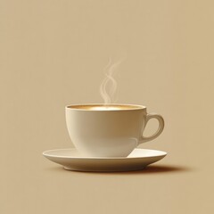 Obraz premium Creamy coffee in a white cup