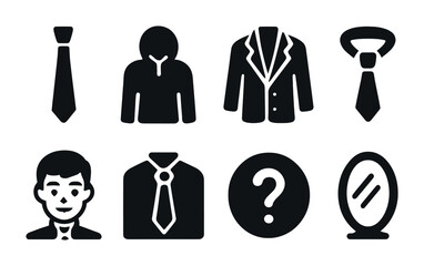 Business and professional solid icons set – flat, filled, office and corporate symbols