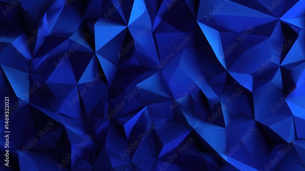 Poster abstract triangular design in dark blue gradients and textures
