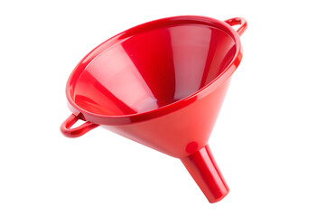 plastic funnel with red color isolated on white background