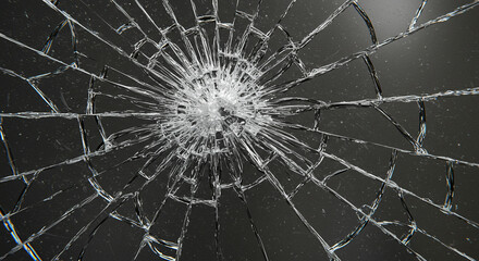 Fototapeta premium Dramatic Shattered Glass on Dark Background Creates a Dynamic Effect