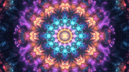 Intricate, vibrant mandala design with swirling colors