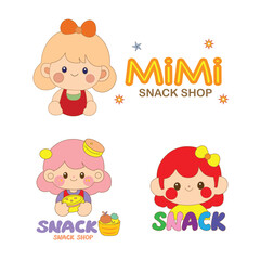Girl Snack shop logo illustration