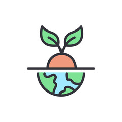 Stylized Globe with Sprout Illustrating Ecological Awareness and Growth