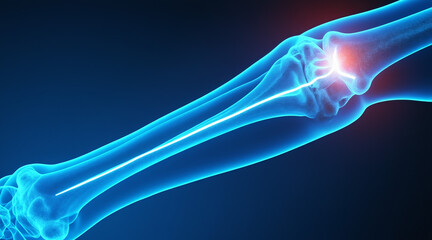Detailed X-ray Visualization of Human Arm Bone Structure with Joint Highlight