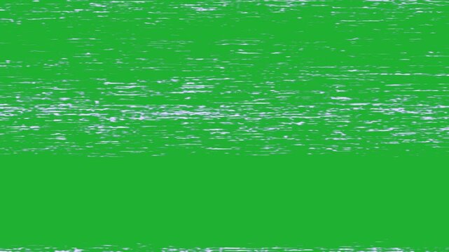 Realistic VHS glitch and flickering effect with analog TV noise, interference, on green screen