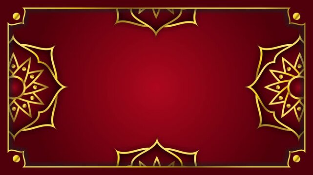 Animation of Red Background with Gold
Mandala Ornament Corner.
