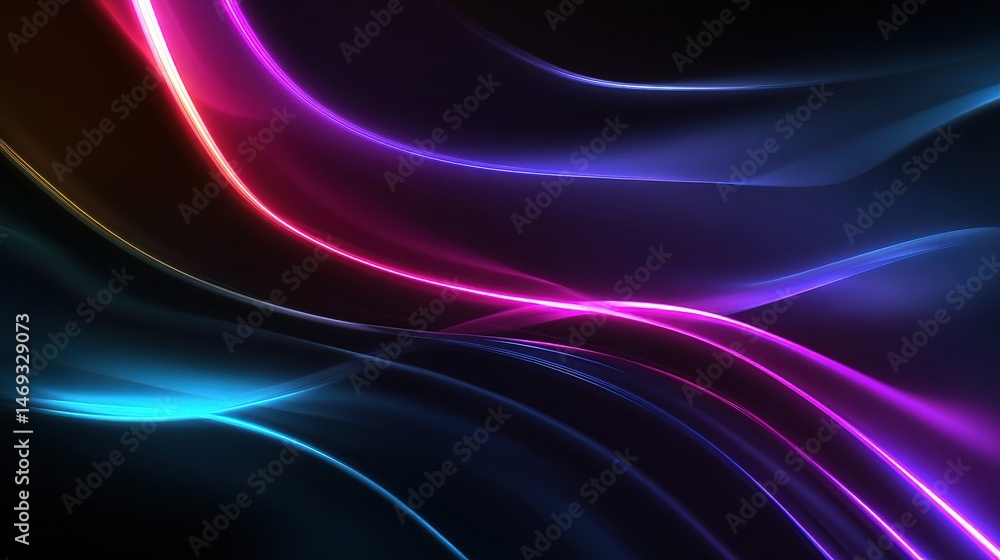 Poster vibrant abstract neon lines with glowing patterns and dynamic flow