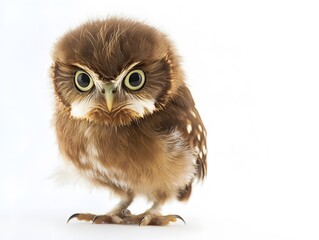 Obraz premium Charming Close-Up of a Cute Young Owl - Adorable Wildlife Photography of a Small Fledgling with Expressive Eyes in Natural Habitat