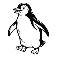 Obraz premium Penguin wadding Coloring Page, Silhouette, Vector, Illustration, Icon, Logo, White Background.
