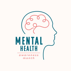 line art human head mental health campaign background