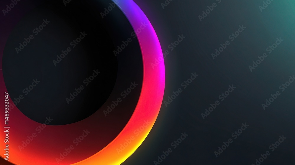 Aufkleber abstract circle with smooth gradient on black background