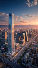 Obraz premium Stunning beijing cityscape at sunset modern skyscrapers and city roads view asia park china urban