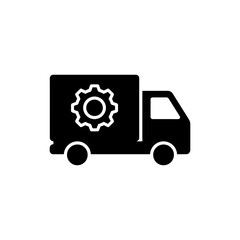 Delivery Truck with Gear Icon, Logistics and Automation