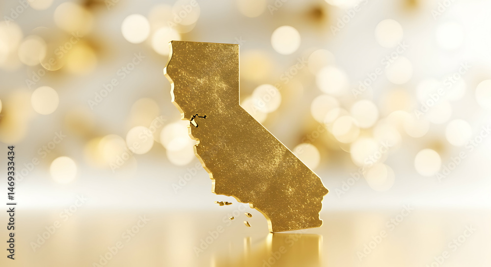 Aufkleber golden state map with bokeh lights on background