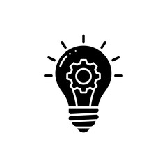 Lightbulb with Settings Gear, Symbolizing Innovation and System Optimization
