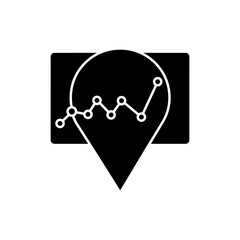 Location Icon with Trend Graph, Representing Market Trends and Geolocation Analysis