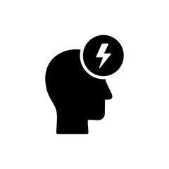 User Head with Lightning Idea, Representing Creative Thinking and Innovation