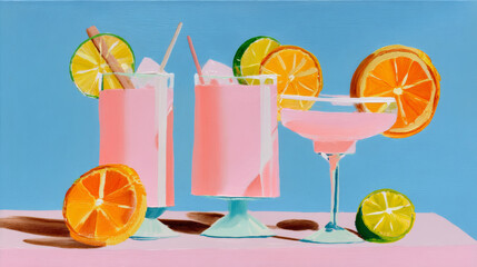 colorful cocktail on a blue background